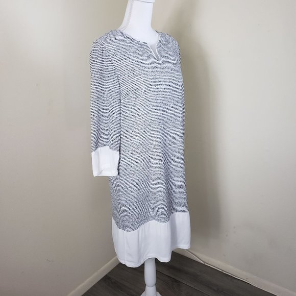 See U Soon Striped Split Neck Tunic Dress Large - Picture 3 of 11